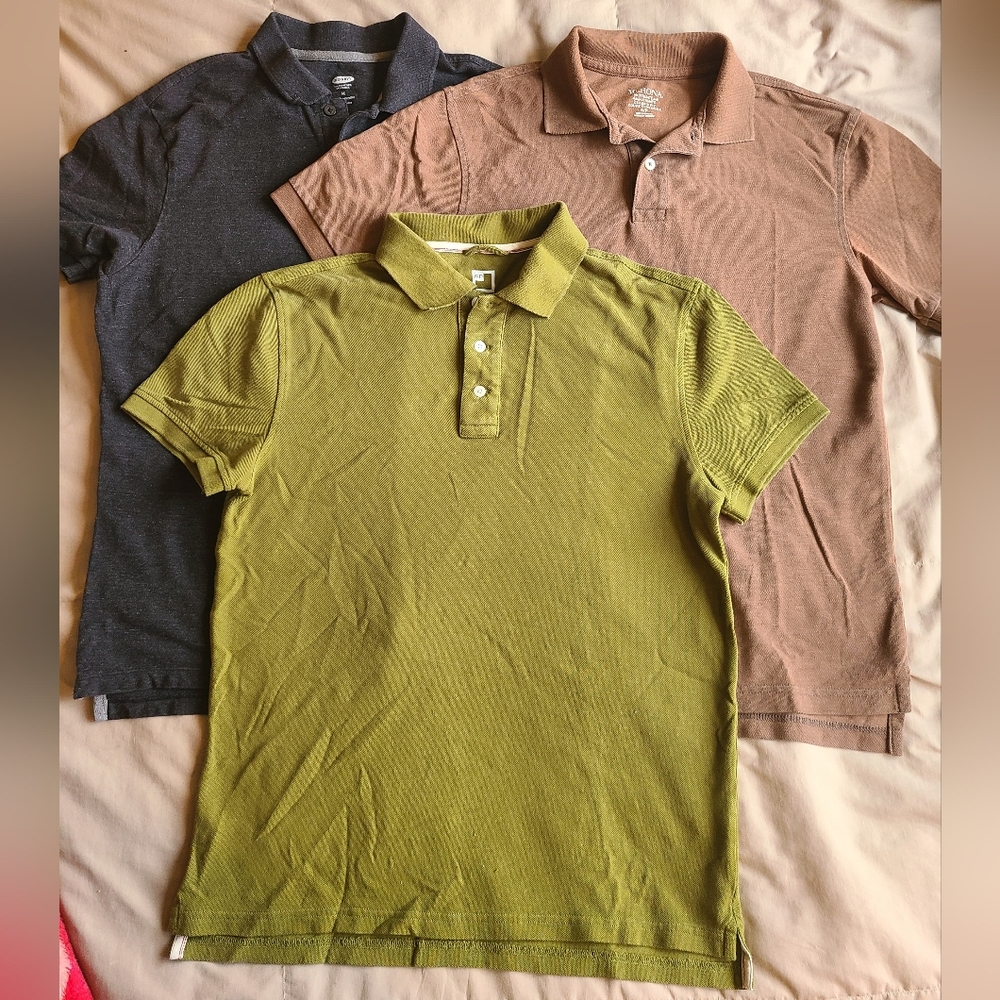 Men's Polo Shirt Set - Olive, Brown, and Charcoal Size M